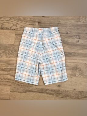 Nike Men's White Plaid Shorts with Orange & Gray Accents Size 28